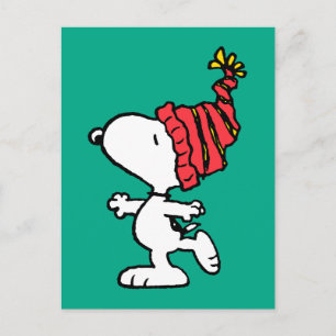 Peanuts Snoopy Winter Beanie Cap Postcard