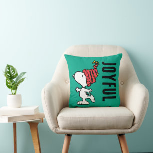 Peanuts   Snoopy Winter Beanie Cap Throw Pillow