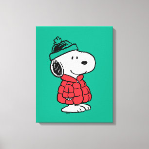 Peanuts   Snoopy Winter Coat & Hat Canvas Print