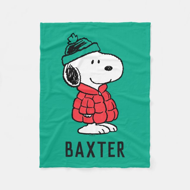 Peanuts | Snoopy Winter Coat & Hat Fleece Blanket (Front)