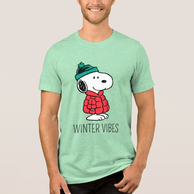 Peanuts | Snoopy Winter Coat & Hat Tri-Blend Shirt (Front)