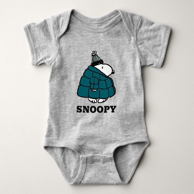 Peanuts | Snoopy Winter Puffer Jacket Baby Bodysuit (Front)
