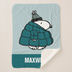 Peanuts Snoopy Winter Puffer Jacket Sherpa Blanket