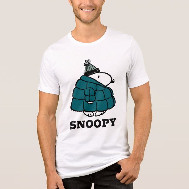 Peanuts | Snoopy Winter Puffer Jacket Tri-Blend Shirt (Front)