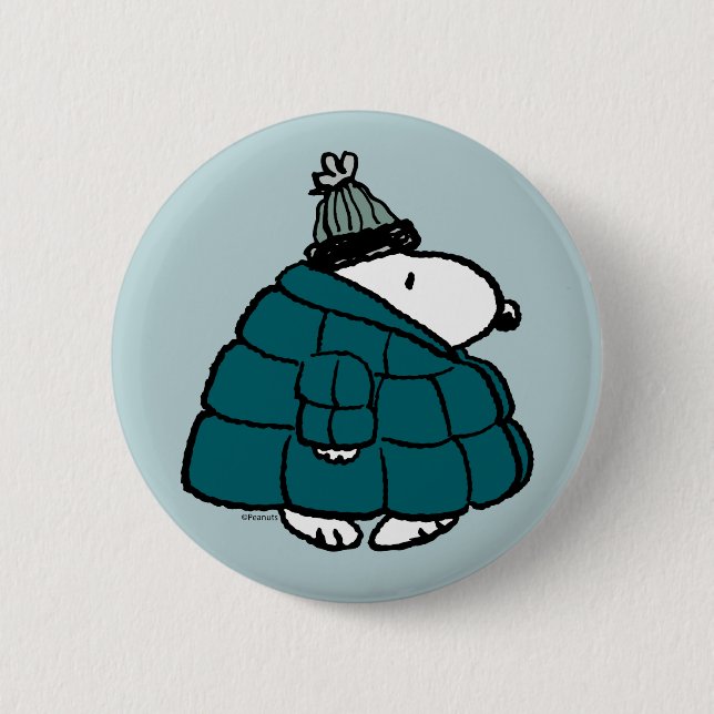 Peanuts | Snoopy Winter Puffy Jacket 2 Inch Round Button (Front)