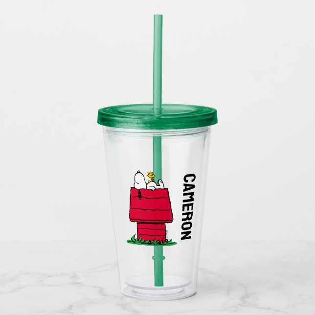 Peanuts | Snoopy & Woodstock | Add Your Name Acrylic Tumbler (Front)