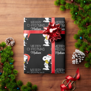 Peanuts   Snoopy & Woodstock   Add Your Name Wrapping Paper