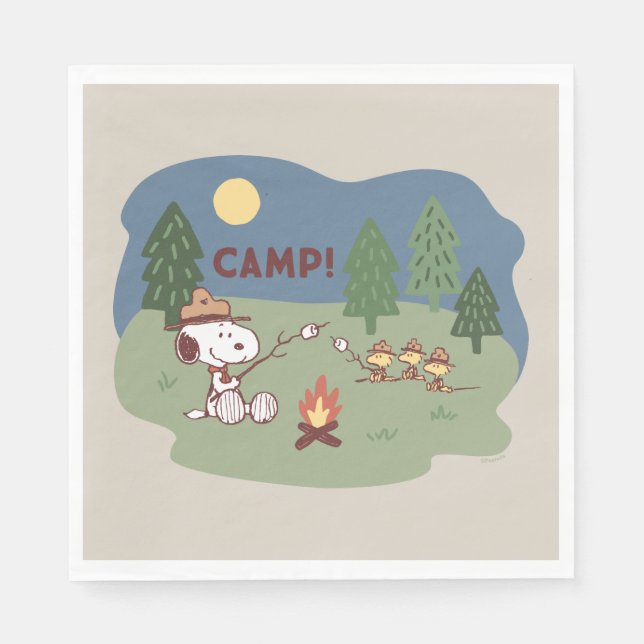 Peanuts | Snoopy & Woodstock at the Campfire Napkin (Front)