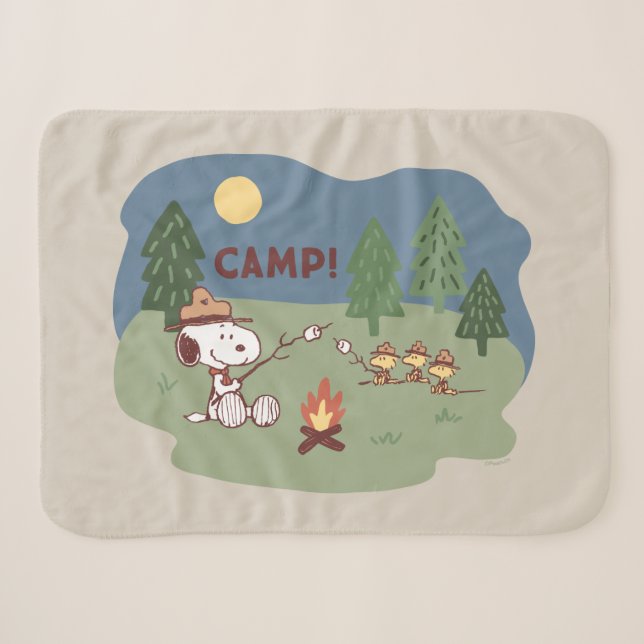 Peanuts | Snoopy & Woodstock at the Campfire Sherpa Blanket (Front (Horizontal))