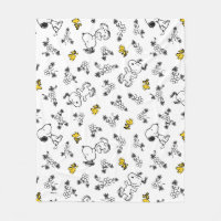 Peanuts | Snoopy & Woodstock B&W Flower Pattern