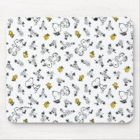 Peanuts | Snoopy & Woodstock B&W Flower Pattern