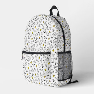 Peanuts   Snoopy & Woodstock B&W Flower Pattern Printed Backpack