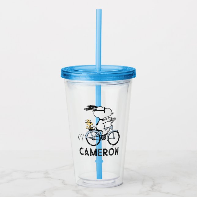 Peanuts | Snoopy & Woodstock Bicycle Acrylic Tumbler (Front)