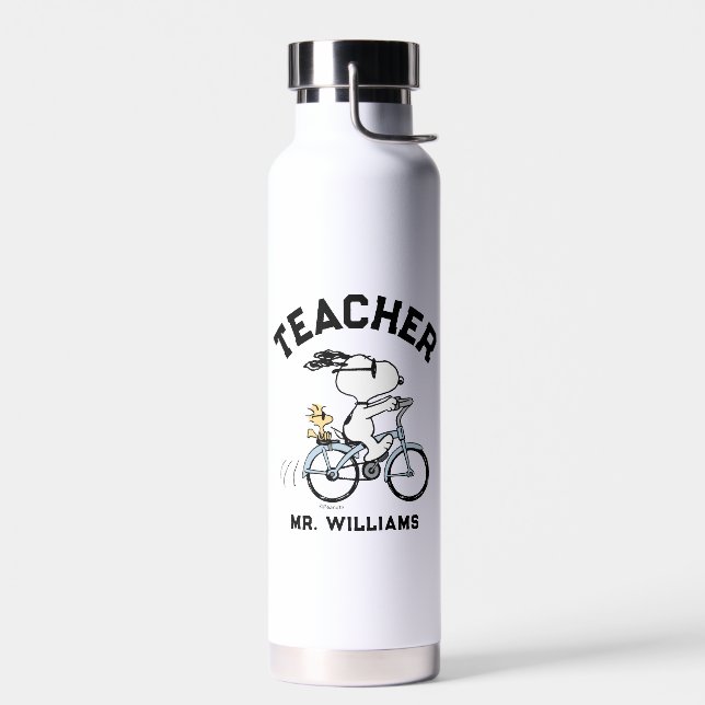 Peanuts | Snoopy & Woodstock Bicycle Teacher Water Bottle (Left)