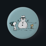 Peanuts | Snoopy & Woodstock Build A Snowman 2 Inch Round Button<br><div class="desc">Check out this fun Peanuts design featuring Snoopy and Woodstock.</div>