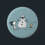 Peanuts | Snoopy & Woodstock Build A Snowman 2 Inch Round Button<br><div class="desc">Check out this fun Peanuts design featuring Snoopy and Woodstock.</div>