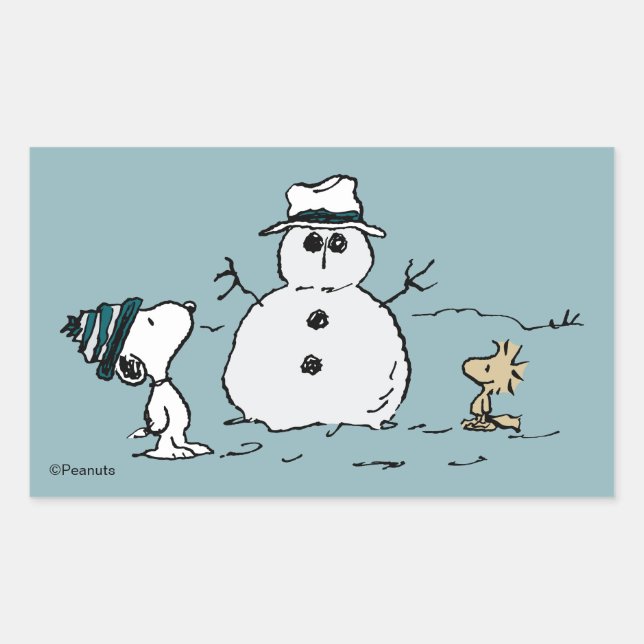 Peanuts | Snoopy & Woodstock Build A Snowman Sticker (Front)