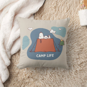 Peanuts Snoopy & Woodstock Camp Life Throw Pillow