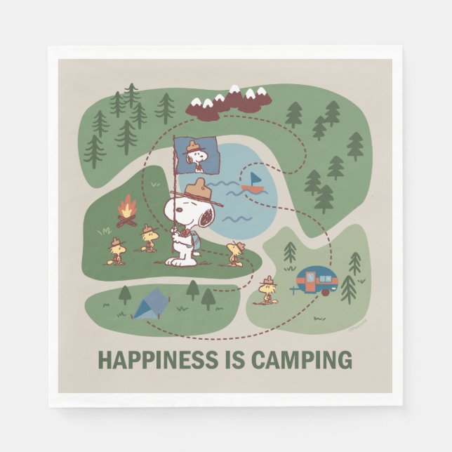 Peanuts | Snoopy & Woodstock Camp Map Napkin (Front)