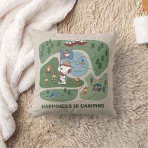 Peanuts Snoopy & Woodstock Camp Map Throw Pillow