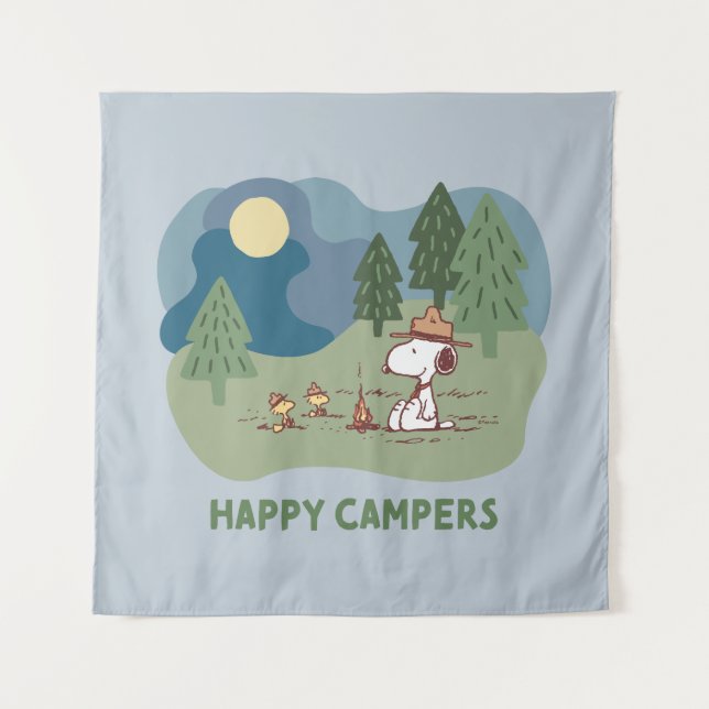Peanuts | Snoopy & Woodstock Camp Site Tapestry (Front)