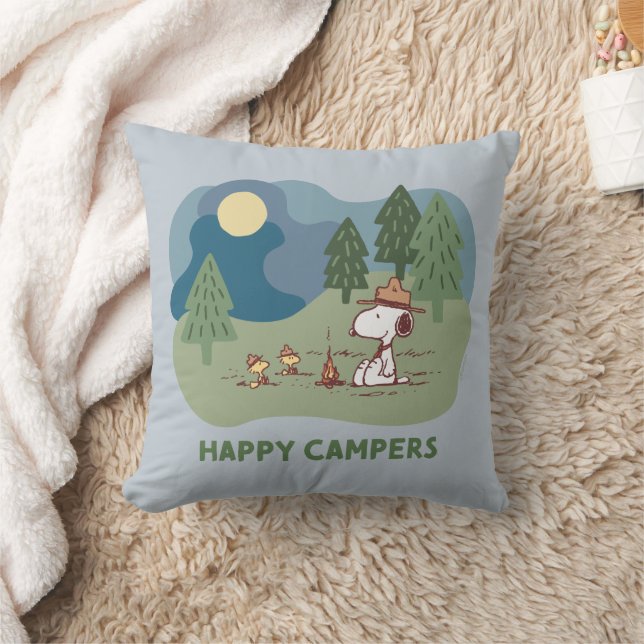 Peanuts | Snoopy & Woodstock Camp Site Throw Pillow (Blanket)