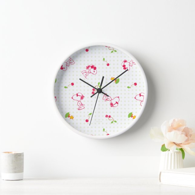 Peanuts | Snoopy & Woodstock Cherry Pattern Clock (Home)