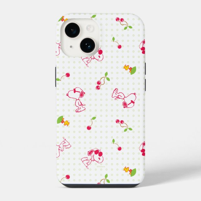 Peanuts | Snoopy & Woodstock Cherry Pattern iPhone Case (Back)