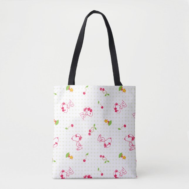 Peanuts | Snoopy & Woodstock Cherry Pattern Tote Bag (Front)