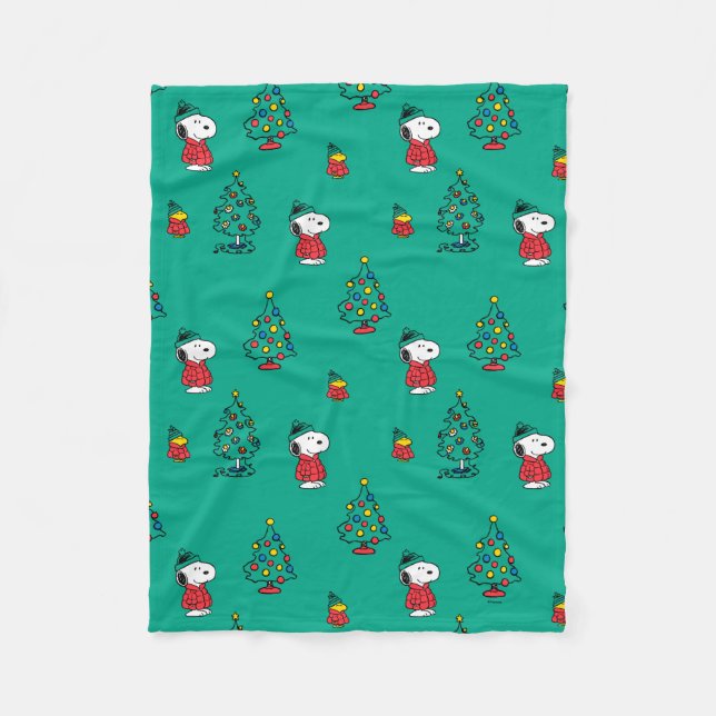 Peanuts | Snoopy & Woodstock Christmas Pattern Fleece Blanket (Front)
