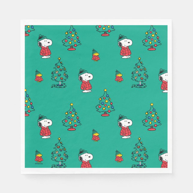 Peanuts | Snoopy & Woodstock Christmas Pattern Napkin (Front)