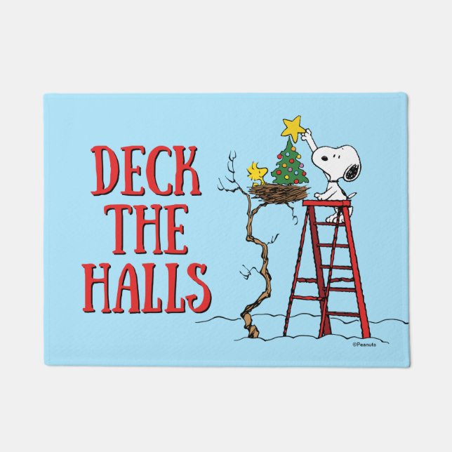 Peanuts | Snoopy & Woodstock Christmas Tree Doormat (Front)
