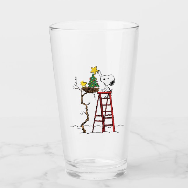 Peanuts | Snoopy & Woodstock Christmas Tree Glass (Front)