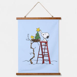 Peanuts   Snoopy & Woodstock Christmas Tree Hanging Tapestry