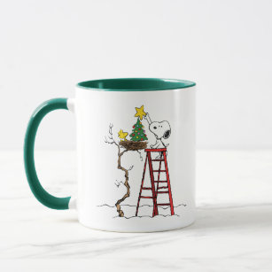 Peanuts   Snoopy & Woodstock Christmas Tree Mug