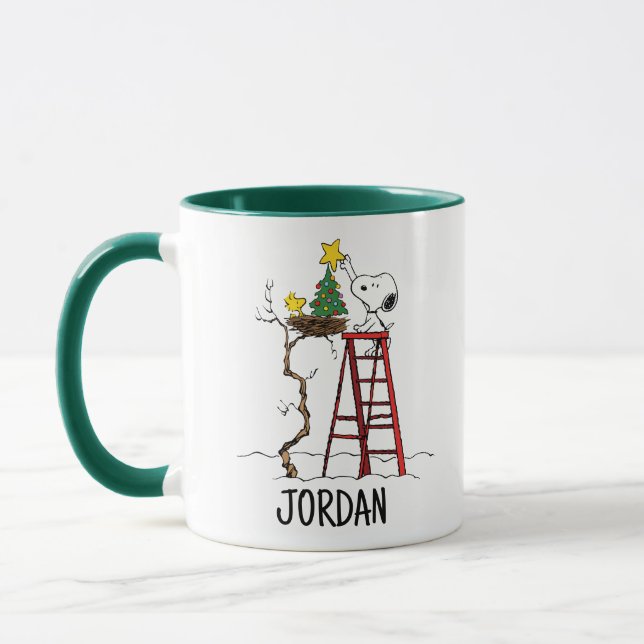 Peanuts | Snoopy & Woodstock Christmas Tree Mug (Left)