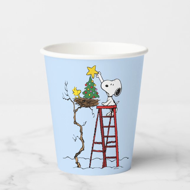 Peanuts | Snoopy & Woodstock Christmas Tree Paper Cups (Front)