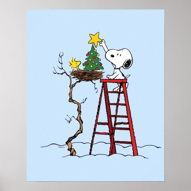 Peanuts | Snoopy & Woodstock Christmas Tree Poster (Front)