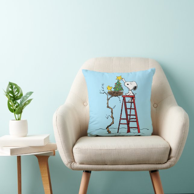 Peanuts | Snoopy & Woodstock Christmas Tree Throw Pillow (Chair)