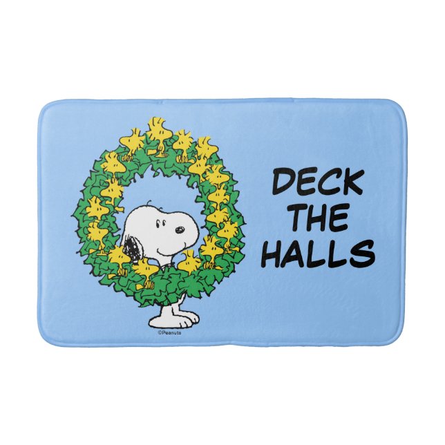 Peanuts | Snoopy & Woodstock Christmas Wreath Bath Mat (Front)