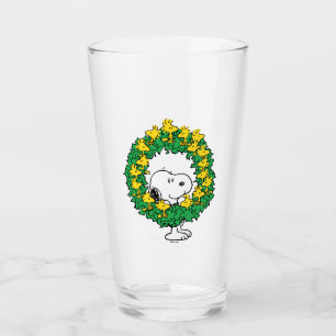 Peanuts Snoopy & Woodstock Christmas Wreath Glass