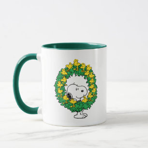 Peanuts   Snoopy & Woodstock Christmas Wreath Mug