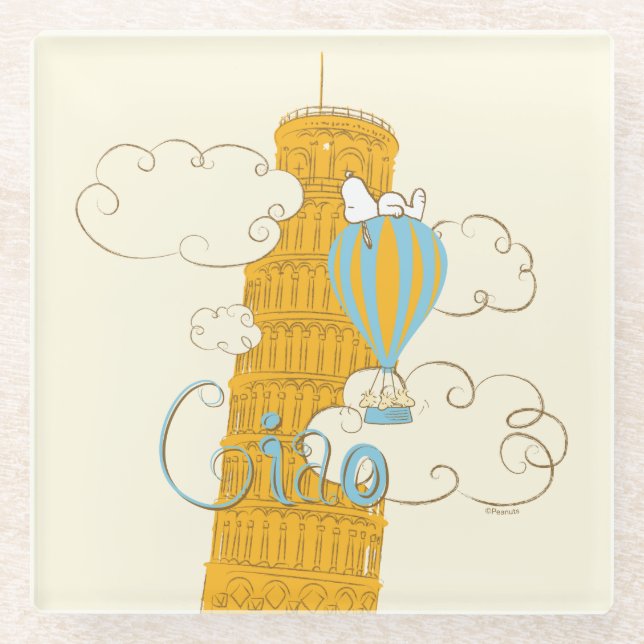 Peanuts | Snoopy & Woodstock Ciao Glass Coaster (Front)