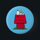 Peanuts | Snoopy & Woodstock Doghouse 2 Inch Round Button<br><div class="desc">Check out this fun Peanuts design featuring Snoopy and Woodstock.</div>