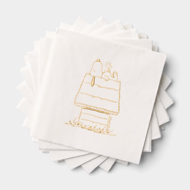Peanuts | Snoopy & Woodstock Doghouse Foil Napkins (Insitu (Stacked))