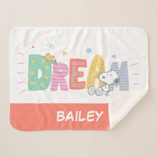 Peanuts | Snoopy & Woodstock Dream Sherpa Blanket (Front (Horizontal))