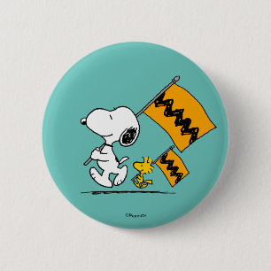 Peanuts   Snoopy & Woodstock Flags 2 Inch Round Button
