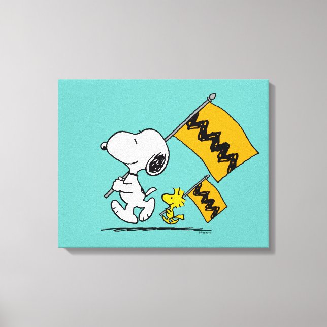 Peanuts | Snoopy & Woodstock Flags Canvas Print (Front)