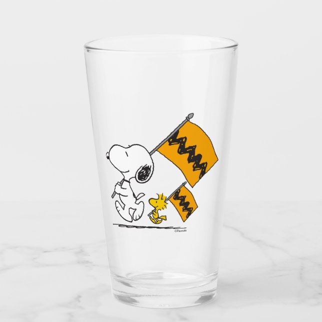 Peanuts | Snoopy & Woodstock Flags Glass (Front)