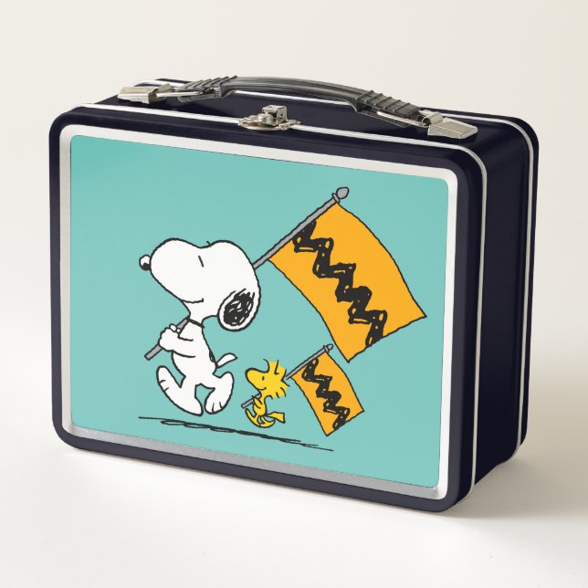 Peanuts | Snoopy & Woodstock Flags Metal Lunch Box (Front)